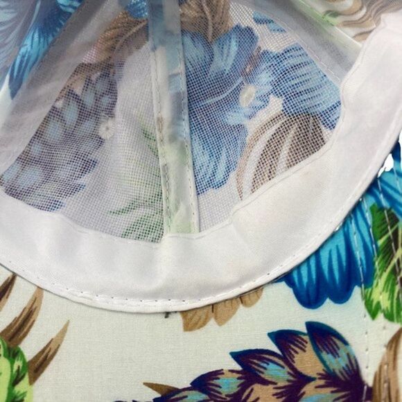 Hawaiian tropical Unisex White Blue Floral All Over Print Baseball  Hat Cap OS - Picture 6 of 7